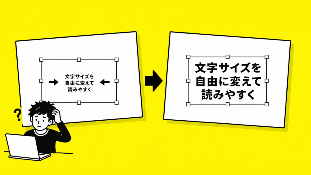 パワポで文字サイズを自由に変えられるようになるイメージ