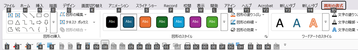 Alt を押すと、ツールバーのアイコンの下に番号が出る(僕の画面)
