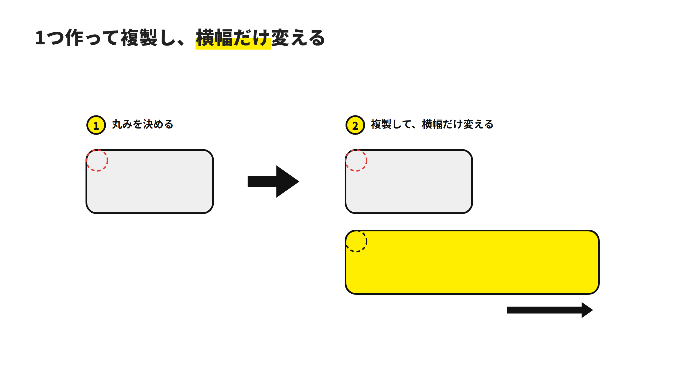 1つ作って複製 → 横幅だけ変える